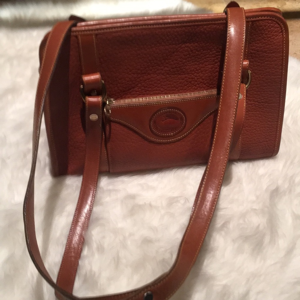 Dooney & Bourke Chestnut Brown Pebbled Leather Shoulder Bag